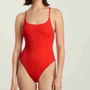 The String One Piece Bright Red Swim Suit - Everlane M